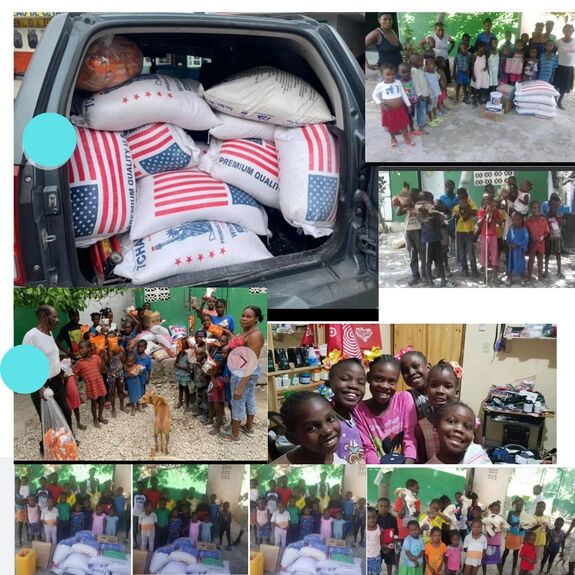 Food and supply outreach with children in Haiti