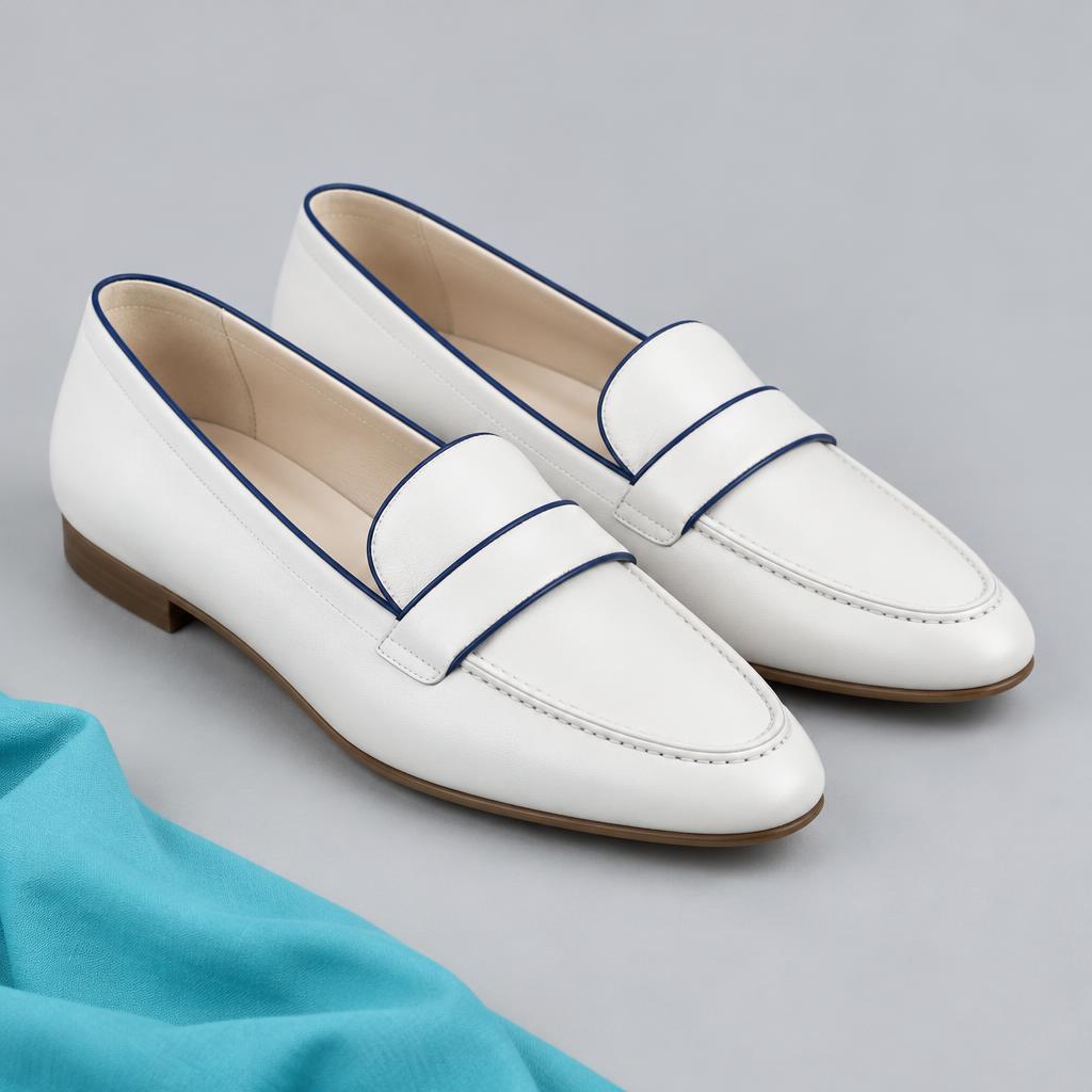 Illustrative white loafers — not an actual product photograph